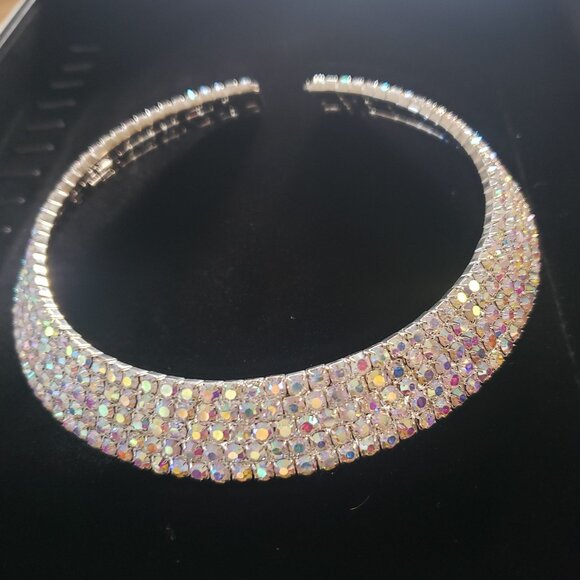 Vintage 5 Row Aurora Borealis Choker - Picture 10 of 12